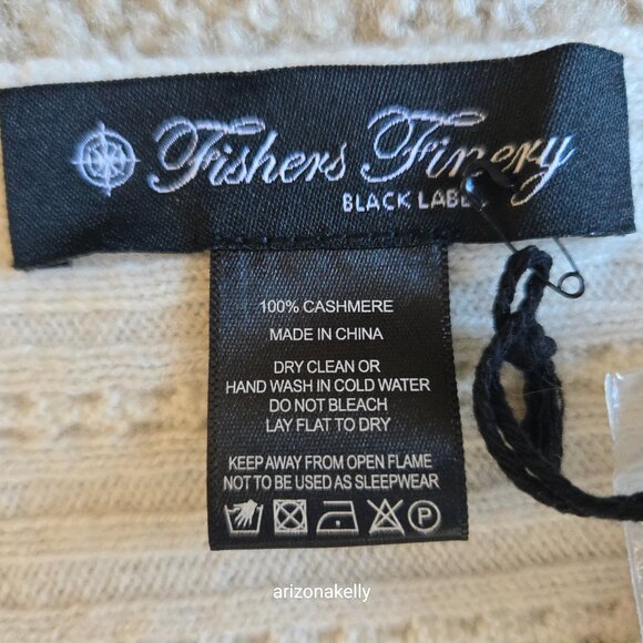 NWT Fishers Finery Cashmere Cable Knit Ivory Scarf Black Label Cable Knit Ivory - Picture 4 of 13